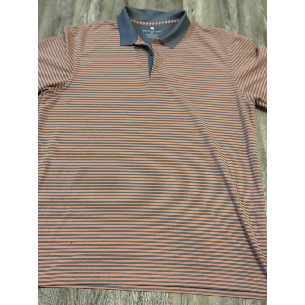 Southern Shirt Polo Mens XL Orange Blue Striped Performance Golf Stretch Shirt